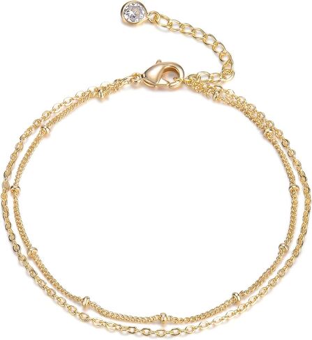 Dainty Gold Disc Chain Anklet for Women, 14K Gold Plated Sequin Foot Bracelet, 8.3"+2" Adjustable Delicate Flat Disc Link Ankle Bracelet, Minimalist Summer Beach Jewelry Gift for Her in Kuwait