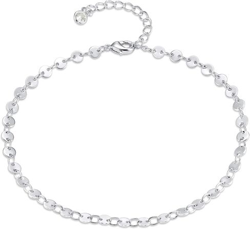 Dainty Gold Disc Chain Anklet for Women, 14K Gold Plated Sequin Foot Bracelet, 8.3"+2" Adjustable Delicate Flat Disc Link Ankle Bracelet, Minimalist Summer Beach Jewelry Gift for Her in Kuwait