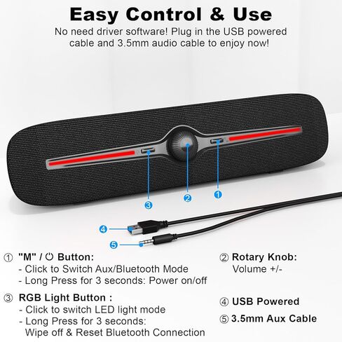 SOULION R90 PC Speaker, USB Powered Computer Speaker, 3.5mm AUX Speaker for Desktop Laptop in Saudi Arabia