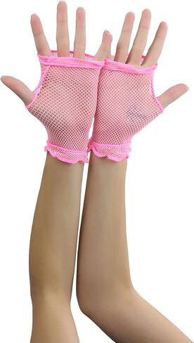 ToBeInStyle Women’s Vibrant Rave Wear Thick Fingerless Wrist Gloves in Kuwait