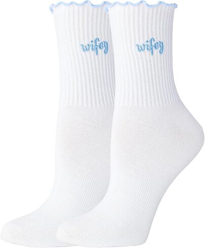 Ruffle Bride Socks,White Blue Bride To Be Something Blue Gift, Soft Cotton Bridal Socks For Women Engagement Wedding | Bachelorette Party Decorations & Honeymoon essential decorations in Saudi Arabia
