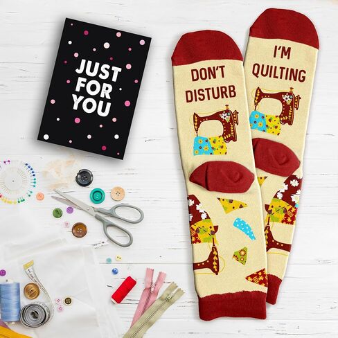 Quilting Gifts - Ideal Stocking Stuffers for Women, Perfect Crafty Christmas Gifts, Unique Sewing gifts for Crafters, Cool Quilting Gift for Quilters, Premium Socks for Crafty Women in Kuwait