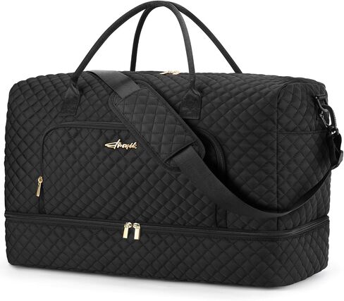 ZOMFELT Carry On Luggage 22x14x9 Airline Approved, 45L Waterproof Large Women Duffle Bag for Travel, Carry on Travel Bag with Shoe Compartment, Weekender Overnight Hospital Gym Bag for Women, Black in Saudi Arabia