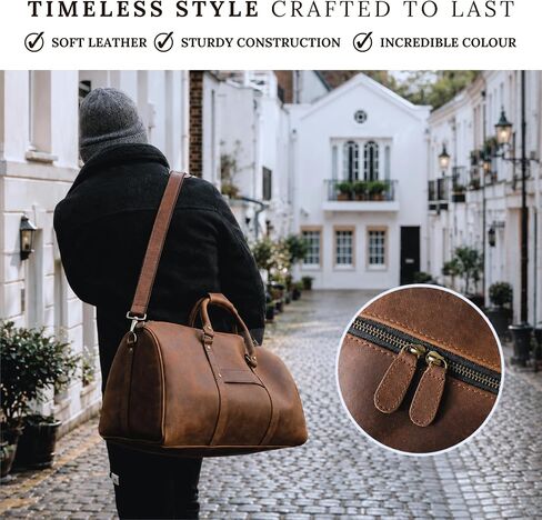 Muskie Leather Duffle Bag For Men & Women 21 Inch Full Grain Distressed Airplane Travel Weekend Carry On Overnight Gym Duffel With Shoe Compartment in Kuwait
