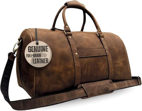 Muskie Leather Duffle Bag For Men & Women 21 Inch Full Grain Distressed Airplane Travel Weekend Carry On Overnight Gym Duffel With Shoe Compartment in Kuwait
