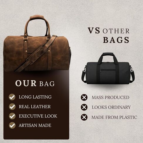 Muskie Leather Duffle Bag For Men & Women 21 Inch Full Grain Distressed Airplane Travel Weekend Carry On Overnight Gym Duffel With Shoe Compartment in Kuwait