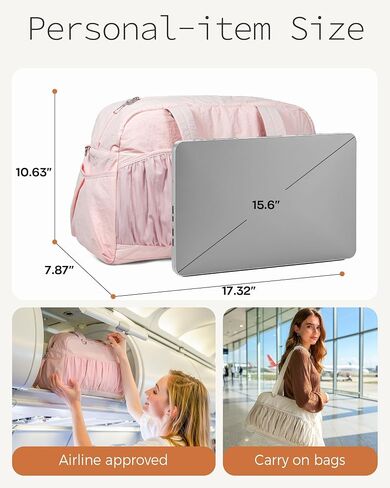 Eililer Cute Travel Duffle Bag for Women, Carry On Airline Personal Item Bag, Lightweight Puffy Weekender Overnight Bag with Wet Pocket, 26L Gym Bag, Dance Bag, Water Resistant in Saudi Arabia