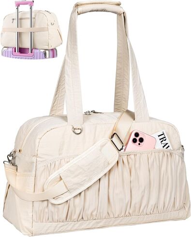 Eililer Cute Travel Duffle Bag for Women, Carry On Airline Personal Item Bag, Lightweight Puffy Weekender Overnight Bag with Wet Pocket, 26L Gym Bag, Dance Bag, Water Resistant in Saudi Arabia