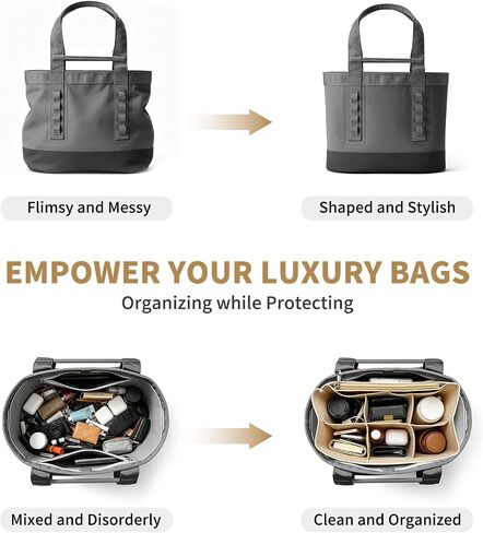 Bag Organizer Insert for Yeti Camino, Felt Purse Organizer Insert, Large Tote Bag Liner Compatible with LV, Longchamp, Coach, MK, Kate Spade, Goyard (Beige) in Saudi Arabia