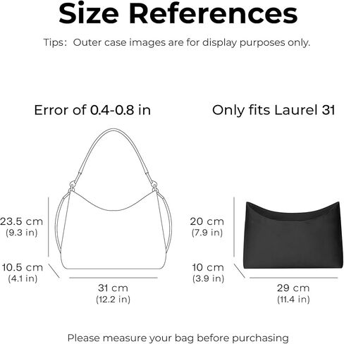 Purse Organizer Insert for COACH Laurel Shoulder Bag (Regular Laurel 31cm length),Custom Fit Inside Premium Matte Black Lightweight WaterResistant Purse Insert in Saudi Arabia