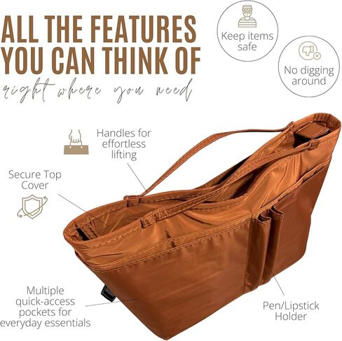 Divitize Luxe Waterproof Nylon Organizer compatible with Coach Mott Messenger Bag Insert — Perfect Fit, +24 Colors, Premium Quality, Extra Storage & Support (Brown, for Mott Messenger 38) in Saudi Arabia