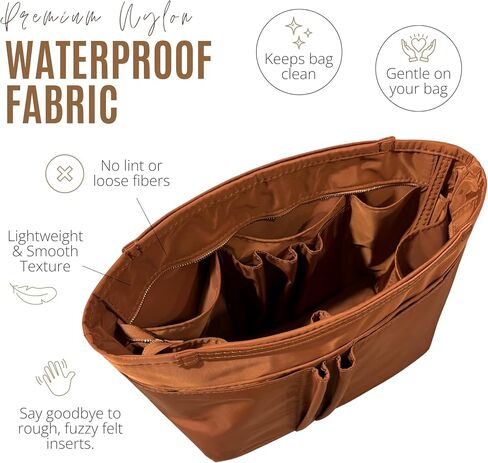 Divitize Luxe Waterproof Nylon Organizer compatible with Coach Mott Messenger Bag Insert — Perfect Fit, +24 Colors, Premium Quality, Extra Storage & Support (Brown, for Mott Messenger 38) in Saudi Arabia