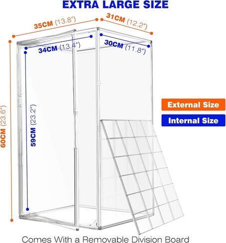 23.6'' Tall Handbag Organizer Giant Acrylic Display Case with Divider,13.8'' x 12.2'' x 23.6'' Clear Display Cases for Collectibles Figures Doll, Dustproof Big Showcase for Long Boot, Tall Model in Saudi Arabia