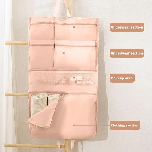 Hanging Toiletry Bag for Women,Collapsible Travel organizer bag for underwear, toiletries, and cosmetics (pink) in Saudi Arabia