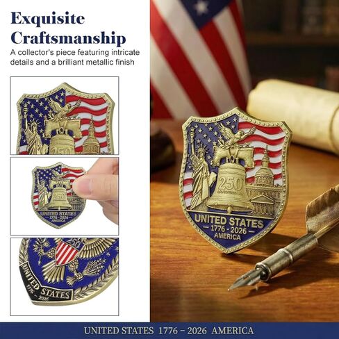 BESPORTBLE 250th Anniversary Challenge Coin: 1776-2026 Commemorative Coins for Collectors - US Veteran Souvenir Anniversary for Men Women 2pcs in Saudi Arabia