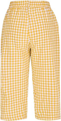 DASAYO Capris for Women Casual Linen Checkered Elastic Waist Drawstring Capri Pants with Pockets Summer Lounge Travel Outfits in Kuwait
