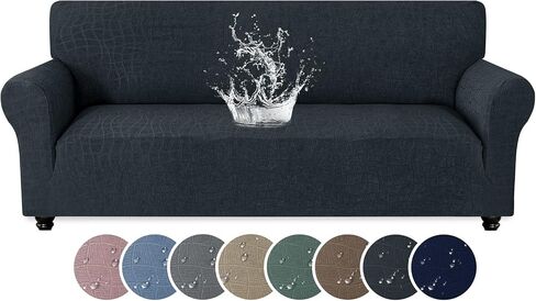 MAXIJIN Waterproof Couch Cover for 3 Cushion Couch, 1 Piece Stretch Sofa Covers Slipcovers with Non-Slip Elastic Bottom, Washable Furniture Protector for Dogs Pets (Large, Dark Gray) in Saudi Arabia