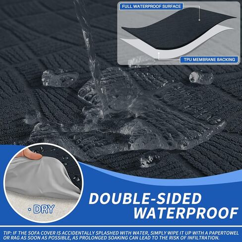 MAXIJIN Waterproof Couch Cover for 3 Cushion Couch, 1 Piece Stretch Sofa Covers Slipcovers with Non-Slip Elastic Bottom, Washable Furniture Protector for Dogs Pets (Large, Dark Gray) in Saudi Arabia