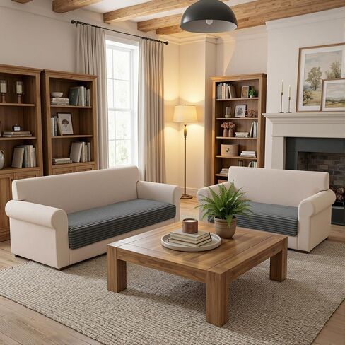 أغطية أريكة MYSKY HOME للأريكة المقطعية، غطاء أريكة على شكل حرف L، أغطية أريكة مقاومة للماء بنسبة 100% للكلاب، غطاء أريكة مقسم، غطاء أريكة غير قابل للانزلاق مكون من قطعتين، رمادي داكن، 35 بوصة × 63 بوصة + 35 بوصة × 63 بوصة in Kuwait