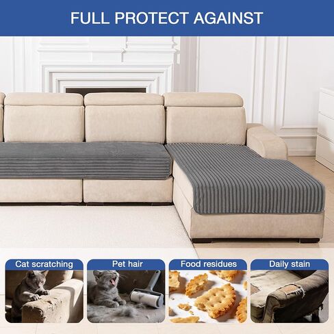 أغطية أريكة MYSKY HOME للأريكة المقطعية، غطاء أريكة على شكل حرف L، أغطية أريكة مقاومة للماء بنسبة 100% للكلاب، غطاء أريكة مقسم، غطاء أريكة غير قابل للانزلاق مكون من قطعتين، رمادي داكن، 35 بوصة × 63 بوصة + 35 بوصة × 63 بوصة in Kuwait
