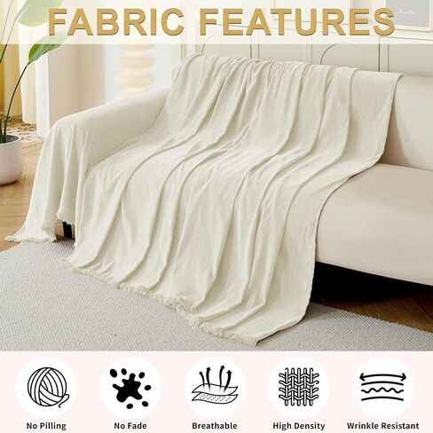 Sectional Couch Covers 2-Piece for L Shape Sofa, Chenille Washable Sofa Cover for 2-3 Cushion Couch, Non-Slip Furniture Protector for Dogs,Pets, Soft Couch Blanket Slipcovers Sets (L-Cream) in Saudi Arabia