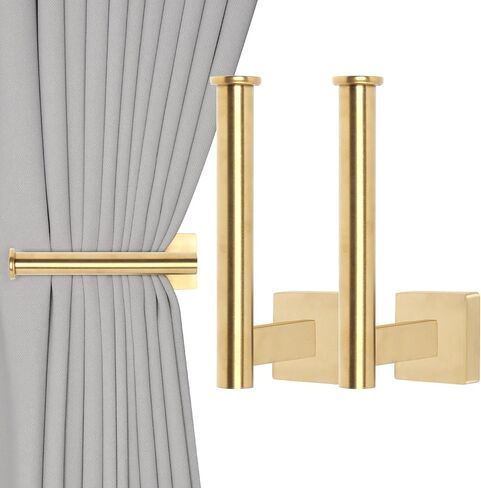 Groleca Curtain Holdbacks 2 Pack Metal Curtain Tiebacks Modern Curtain Hooks for Wall Curtain Ties Curtain Pull Backs for Thin or Thick Curtain (2, Gold) in Saudi Arabia
