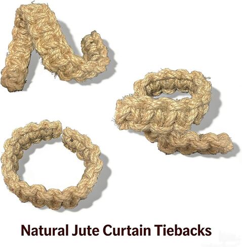 4PCS Boho Elegant Rustic Curtain Tiebacks, Curtain Holdbacks Suitable for Home, Bedroom, Office Window Decoration(Linen) in Saudi Arabia