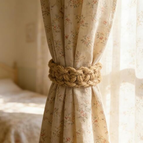 4PCS Boho Elegant Rustic Curtain Tiebacks, Curtain Holdbacks Suitable for Home, Bedroom, Office Window Decoration(Linen) in Saudi Arabia