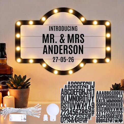 Aurelema 23.6'' Custom Lighting Wedding Bottle Service Sign Wedding Reception Light up Signs Waterproof Personalized Sign with Letters for Bridal Engagement Banquet Birthday Party Nightclub Bar(Black) in Kuwait