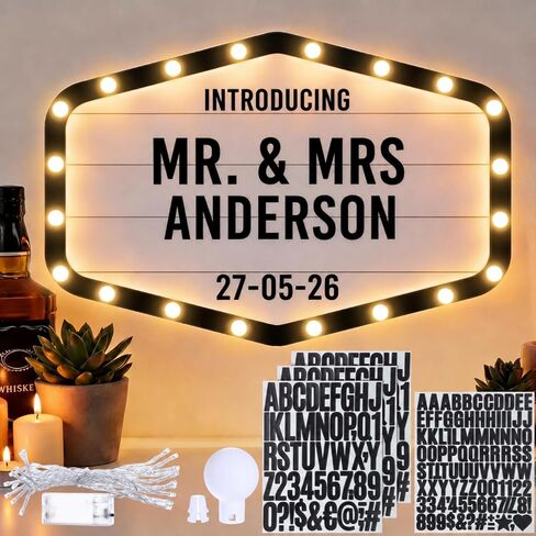 Aurelema 23.6'' Custom Lighting Wedding Bottle Service Sign Wedding Reception Light up Signs Waterproof Personalized Sign with Letters for Bridal Engagement Banquet Birthday Party Nightclub Bar(Black) in Kuwait