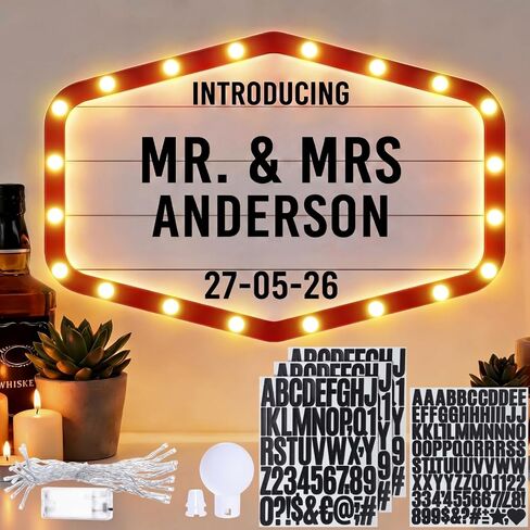 Aurelema 23.6'' Custom Lighting Wedding Bottle Service Sign Wedding Reception Light up Signs Waterproof Personalized Sign with Letters for Bridal Engagement Banquet Birthday Party Nightclub Bar(Black) in Kuwait