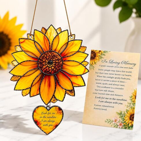 Sunflower Memorial Suncatcher Ornament – Sympathy Gift Loss of Loved One, In Loving Memory Gift, Bereavement Anniversary, Remembrance Gift for Mom, Grandma, Memory Keepsake (J5-DFKQ-KTCX) in Saudi Arabia