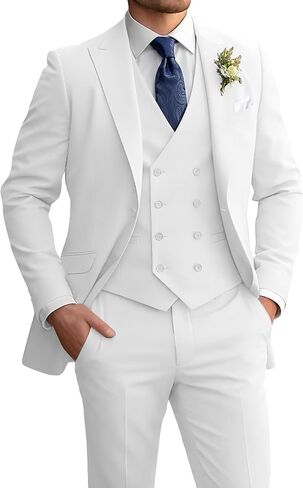 Mens Suit 3 Piece Double Breasted Suit Men Formal Business Tuxedos Blazer Vest Pants Set for Wedding Party Dinner in Saudi Arabia