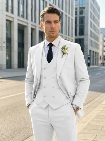 Mens Suit 3 Piece Double Breasted Suit Men Formal Business Tuxedos Blazer Vest Pants Set for Wedding Party Dinner in Saudi Arabia