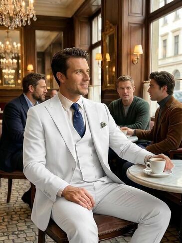 Mens Suit 3 Piece Double Breasted Suit Men Formal Business Tuxedos Blazer Vest Pants Set for Wedding Party Dinner in Saudi Arabia