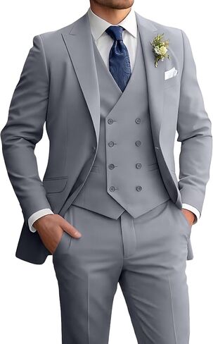Mens Suit 3 Piece Double Breasted Suit Men Formal Business Tuxedos Blazer Vest Pants Set for Wedding Party Dinner in Saudi Arabia