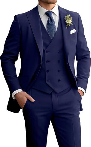 Mens Suit 3 Piece Double Breasted Suit Men Formal Business Tuxedos Blazer Vest Pants Set for Wedding Party Dinner in Saudi Arabia