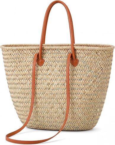 Oversized French Straw Basket Tote Bag Large Woven Beach Bag for Summer, Picnic, Shopping, Travel & Bridal Shower in Kuwait