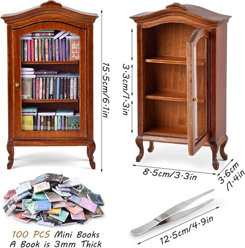 Anxiety Bookshelf, Miniature Bookcase, Stress Bookshelf Mini with 100+ Unique Miniature Books, Mini Brands Books Bookshelf, Gift for Book Lovers in Saudi Arabia