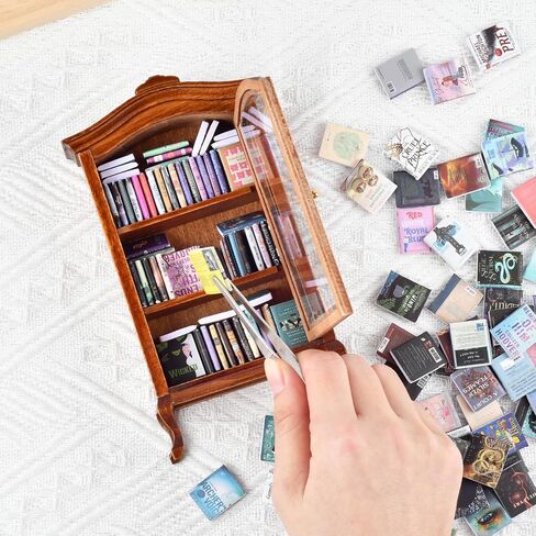 Anxiety Bookshelf, Miniature Bookcase, Stress Bookshelf Mini with 100+ Unique Miniature Books, Mini Brands Books Bookshelf, Gift for Book Lovers in Saudi Arabia