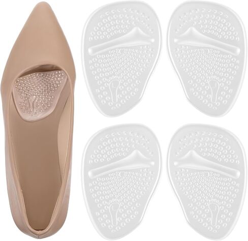 2 Pairs Ball of Foot Cushions for Women Soft Gel Metatarsal Pads Anti-Slip Forefoot Inserts Invisible Sandals High Heel Comfort Pads All Day Comfort (Clear) in Kuwait