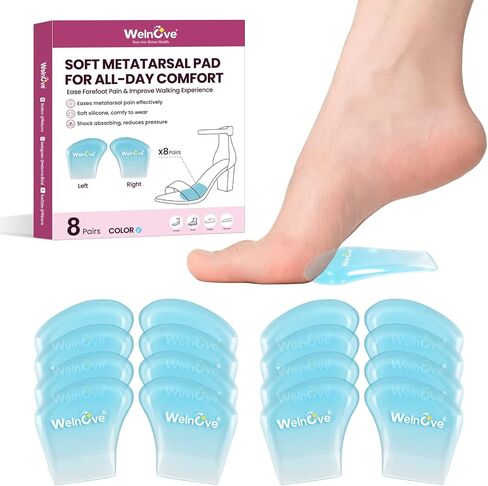 Metatarsal Pads for Mortons Neuroma Relief – Gel Ball of Foot Cushions for Women, Forefoot Cushion Pads, Foot Pads for High Heels Pain Relief, 4 Pairs, Size L in Kuwait