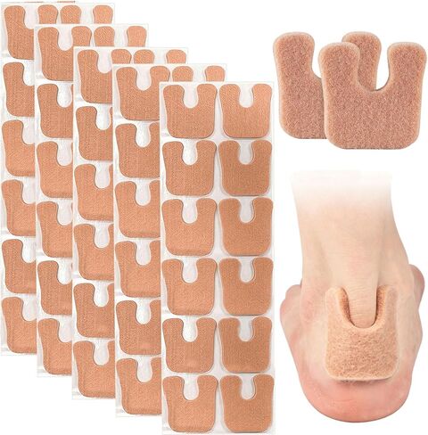 60 Pcs U-Shaped Felt Callus Pads Self-Adhesive Horseshoe Cushion Foot Pads Soft Moleskin Corn Protectors for Pain Relief Prevent Rubbing Blisters for Men & Women in Saudi Arabia