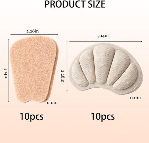 10 Pairs Tongue Pads for Shoes, Shoe Tongue Pads, Felt and Foam Cushion Inserts with Heel Grips, Prevent Slippage in Oversized Dress Shoes and Boots, Enhance Comfort in Various Shoe Types in Kuwait