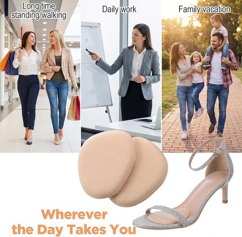 Ball of Foot Cushion Metatarsal Pads for Women, 4 Pairs Anti-Slip Shoe Inserts Forefoot Pads, Heel Cushions to Prevent Feet Sliding for High Heels Comfort, Beige in Kuwait