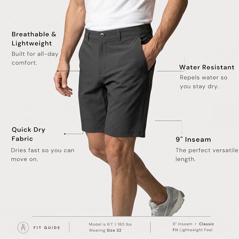 Visive Fixed Hybrid Shorts for Men 5-7-9 Inch Flat Front Casual Chino Golf Quick Dry Stretch Lightweight Premium Fit in Saudi Arabia