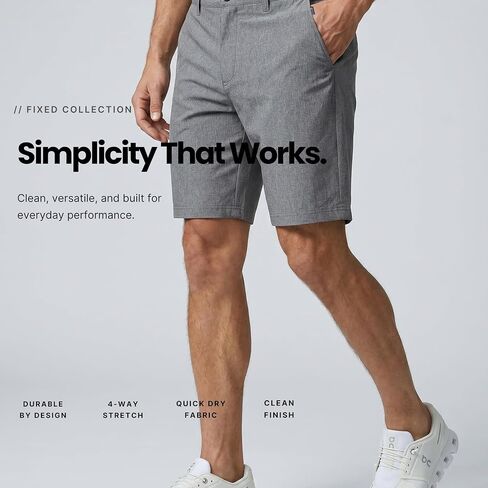 Visive Fixed Hybrid Shorts for Men 5-7-9 Inch Flat Front Casual Chino Golf Quick Dry Stretch Lightweight Premium Fit in Saudi Arabia