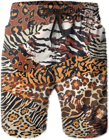 SARA NELL Men's Swim Trunks Wild Animal Skins Cheetah Leopard Tiger Zebra Surfing Beach Board Shorts Swimwear in Kuwait