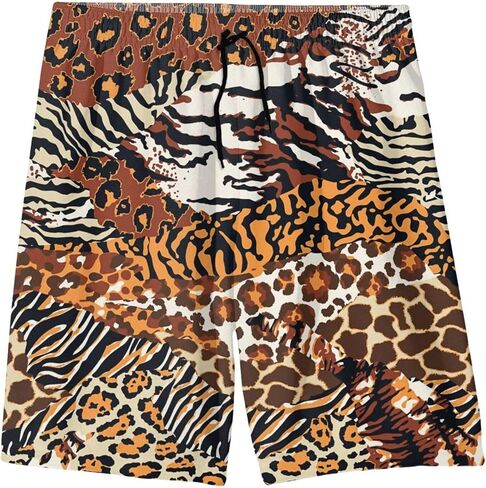 SARA NELL Men's Swim Trunks Wild Animal Skins Cheetah Leopard Tiger Zebra Surfing Beach Board Shorts Swimwear in Kuwait