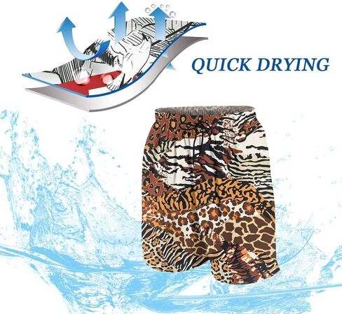 SARA NELL Men's Swim Trunks Wild Animal Skins Cheetah Leopard Tiger Zebra Surfing Beach Board Shorts Swimwear in Kuwait